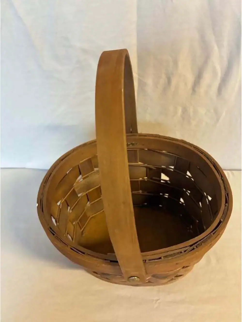 Woven Wood Basket with Handle